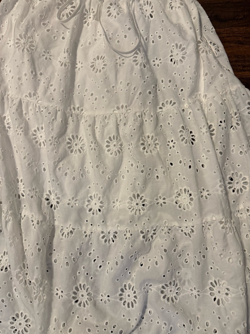 Time and Tru Boho Open Back Tiered White Eyelet Halter Backless Maxi/Midi Dress - Picture 7 of 9